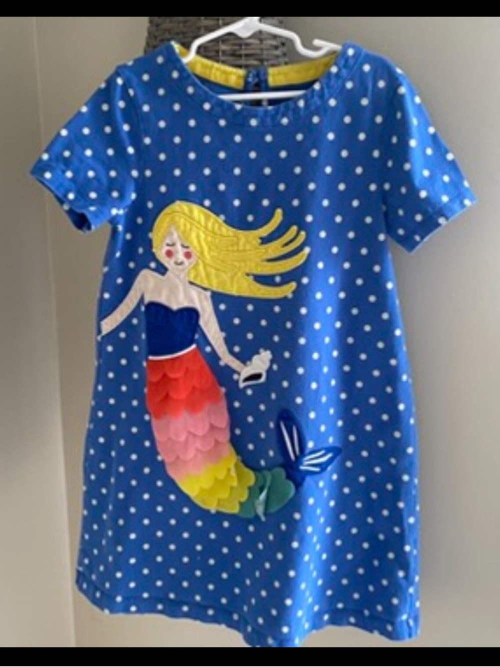 Mini Boden Mermaid Polka Dot Dress Beach Summer Cute Sz 7/8 Girls